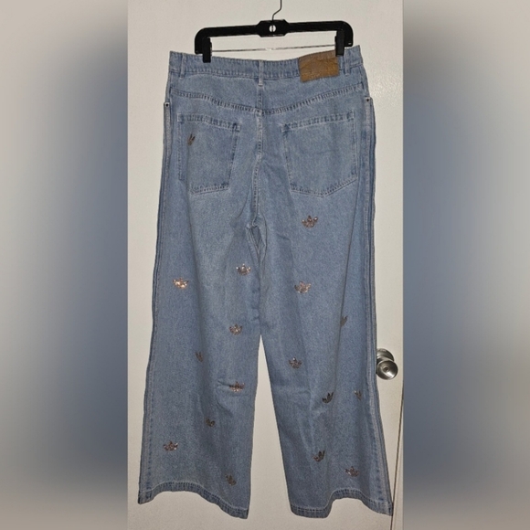 ADIDAS ORIGINALS Light Blue Denim And Rhinestones Pants - Picture 7 of 8